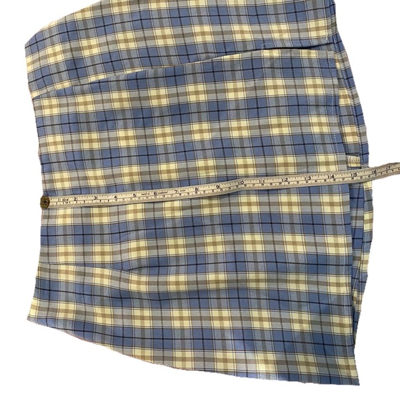 Blue and Yellow Plaid Skirt with Slit - Picture 6 of 7